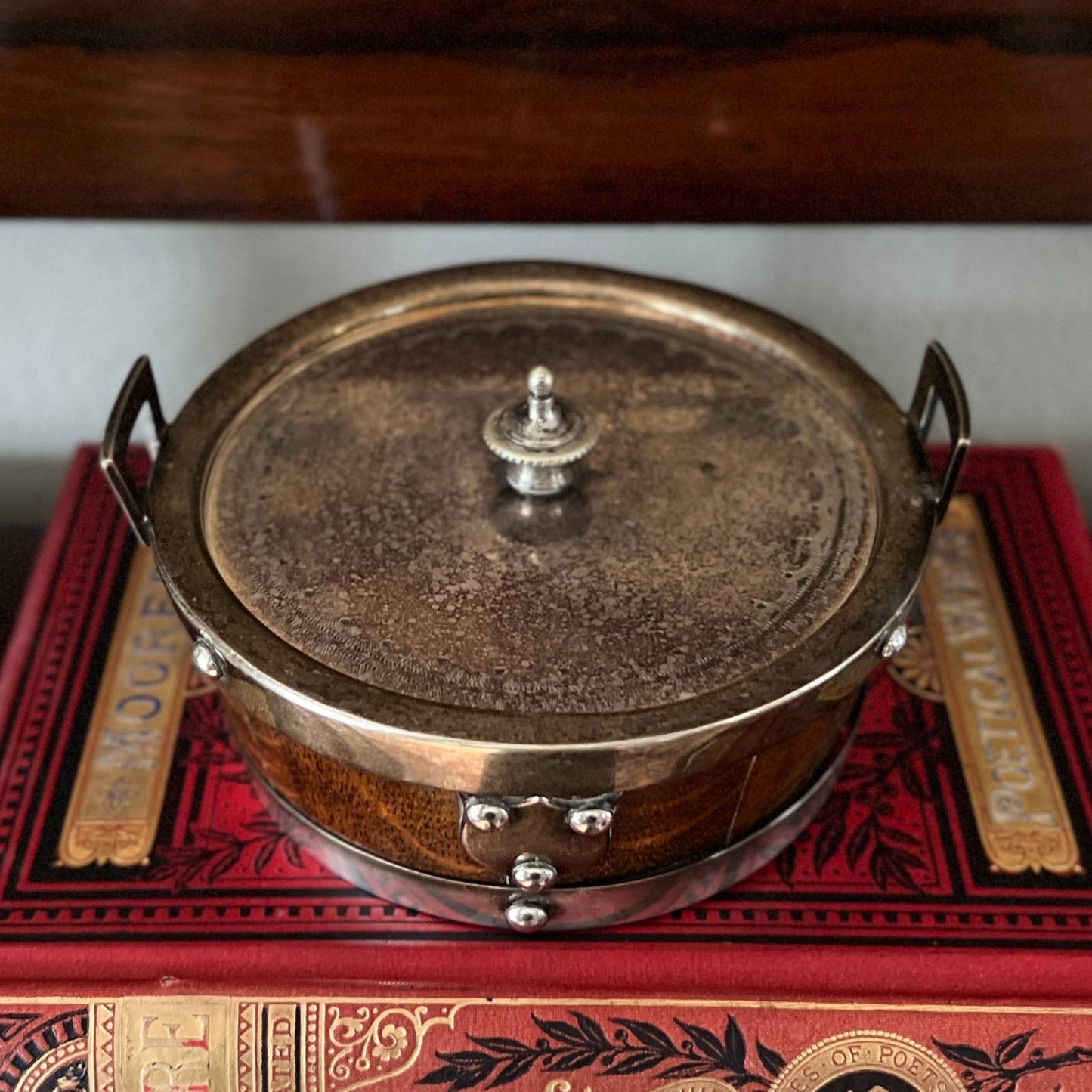 Antique English Lidded Marmalade Pot - Oak Barrel