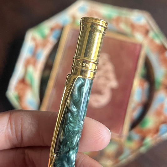 Parker Duofold Green Marble Ballpoint Pen with Clip