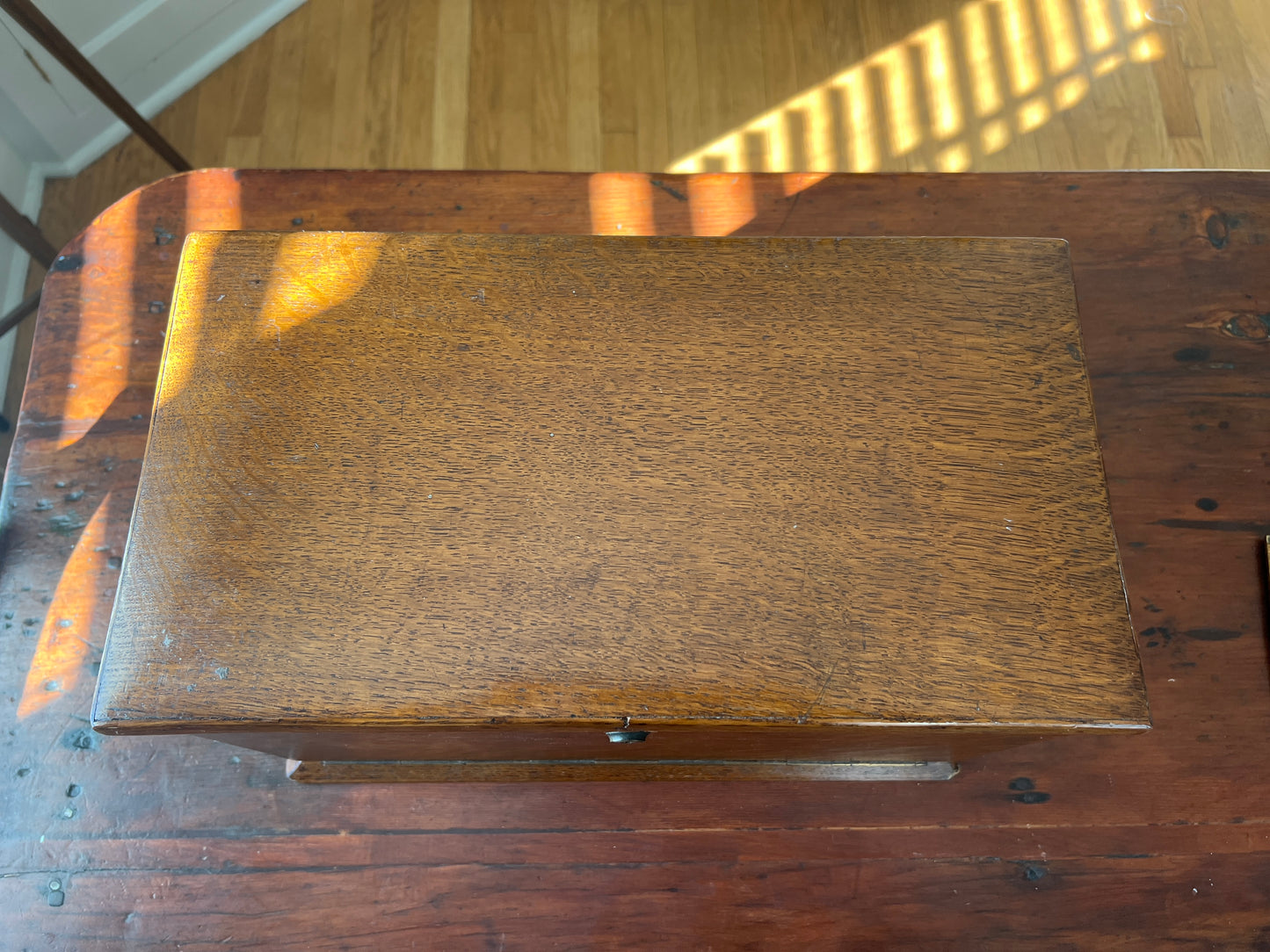 Antique Oak Writing Box - Portable Desk - English Late 19th Century