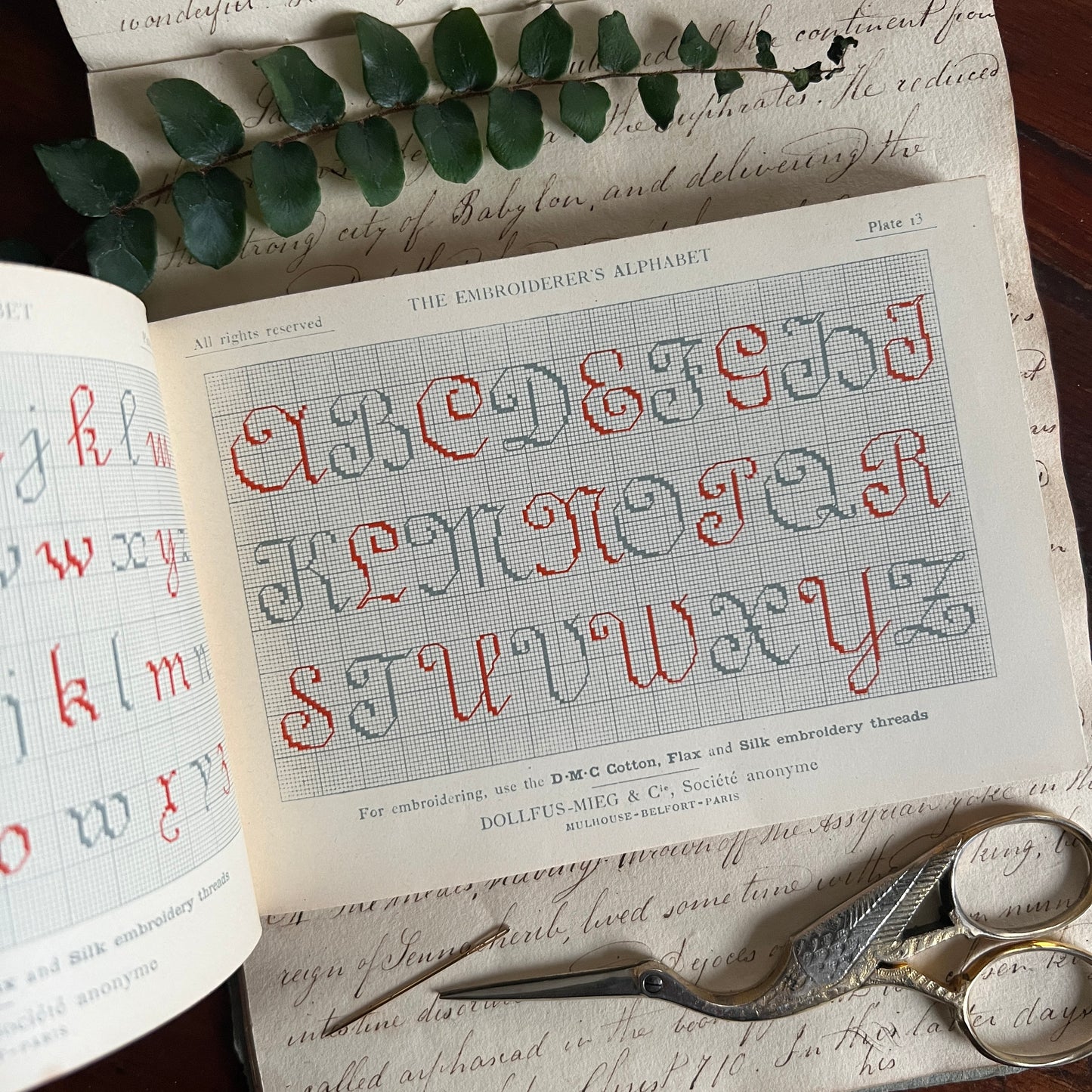 The Embroiderer's Alphabet - DMC Library - Embroidery Pattern Booklet, Monogram Pattern and Designs