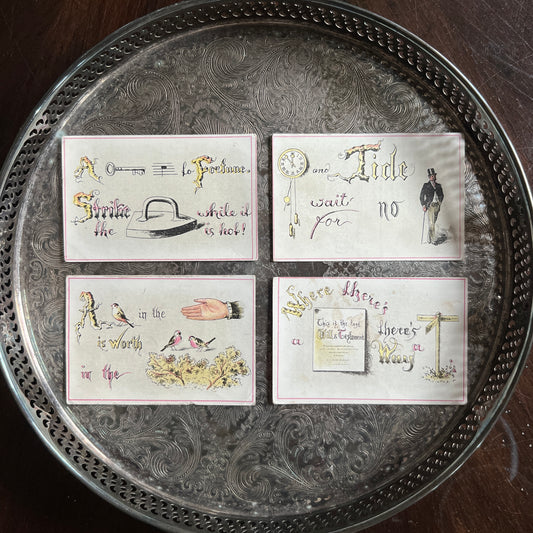 Set of 4 1880s Antique Reebus Trade Cards
