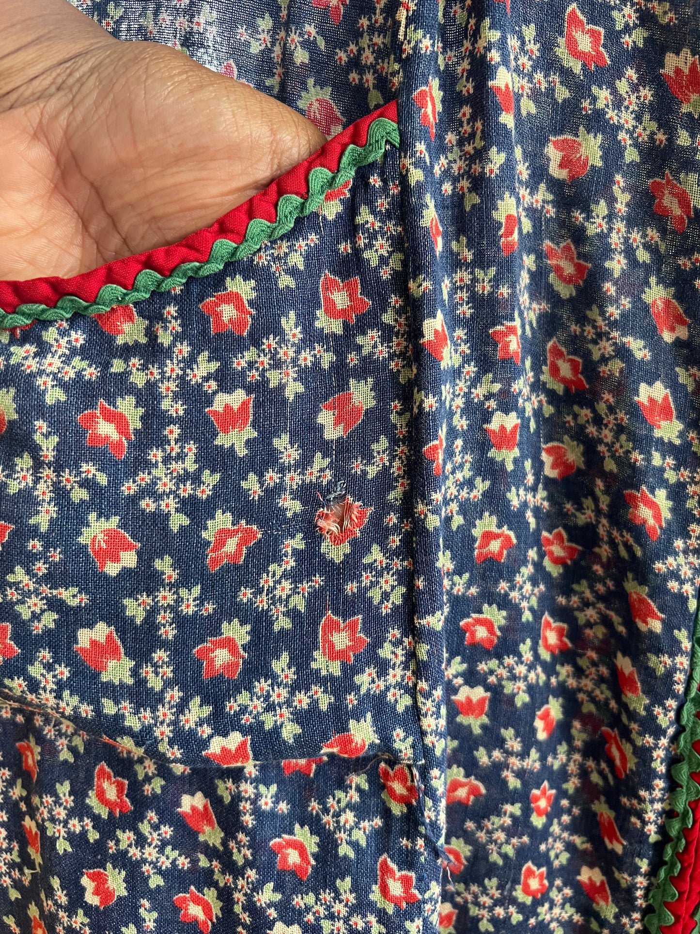 1930s Blue Calico Work House Dress