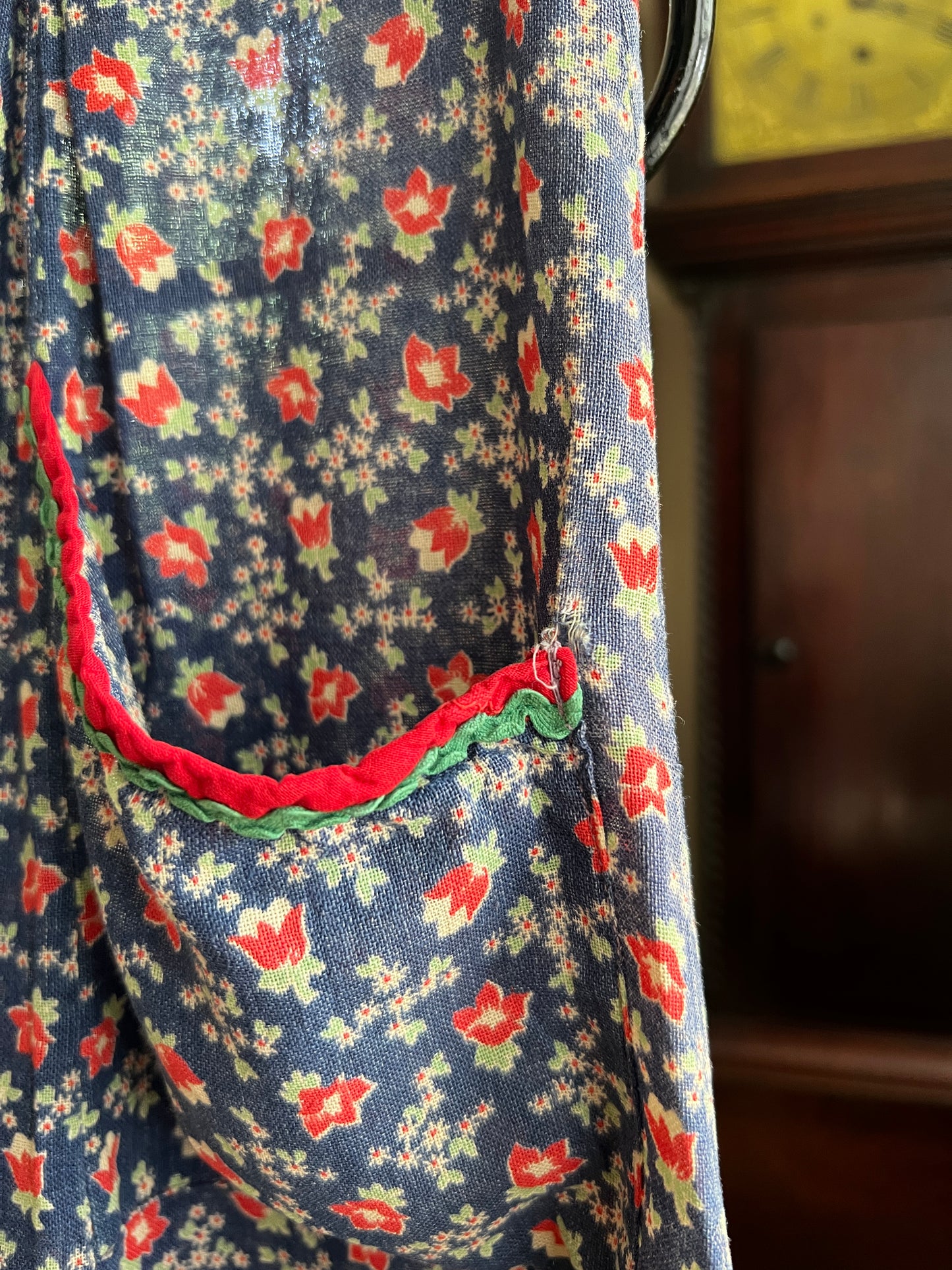 1930s Blue Calico Work House Dress