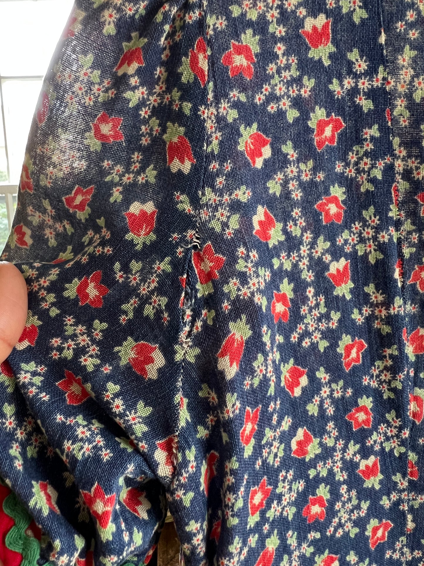 1930s Blue Calico Work House Dress