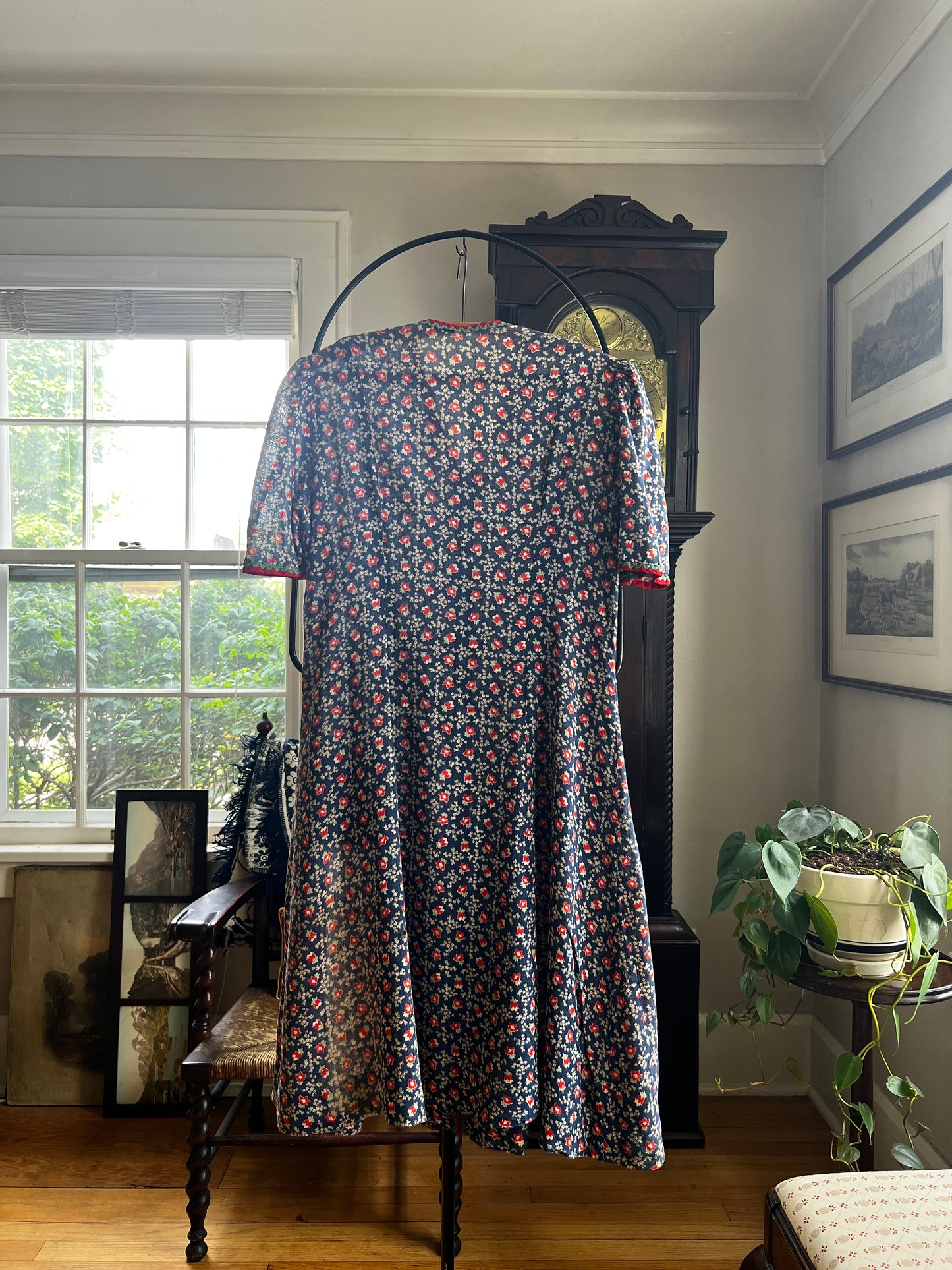 1930s Blue Calico Work House Dress