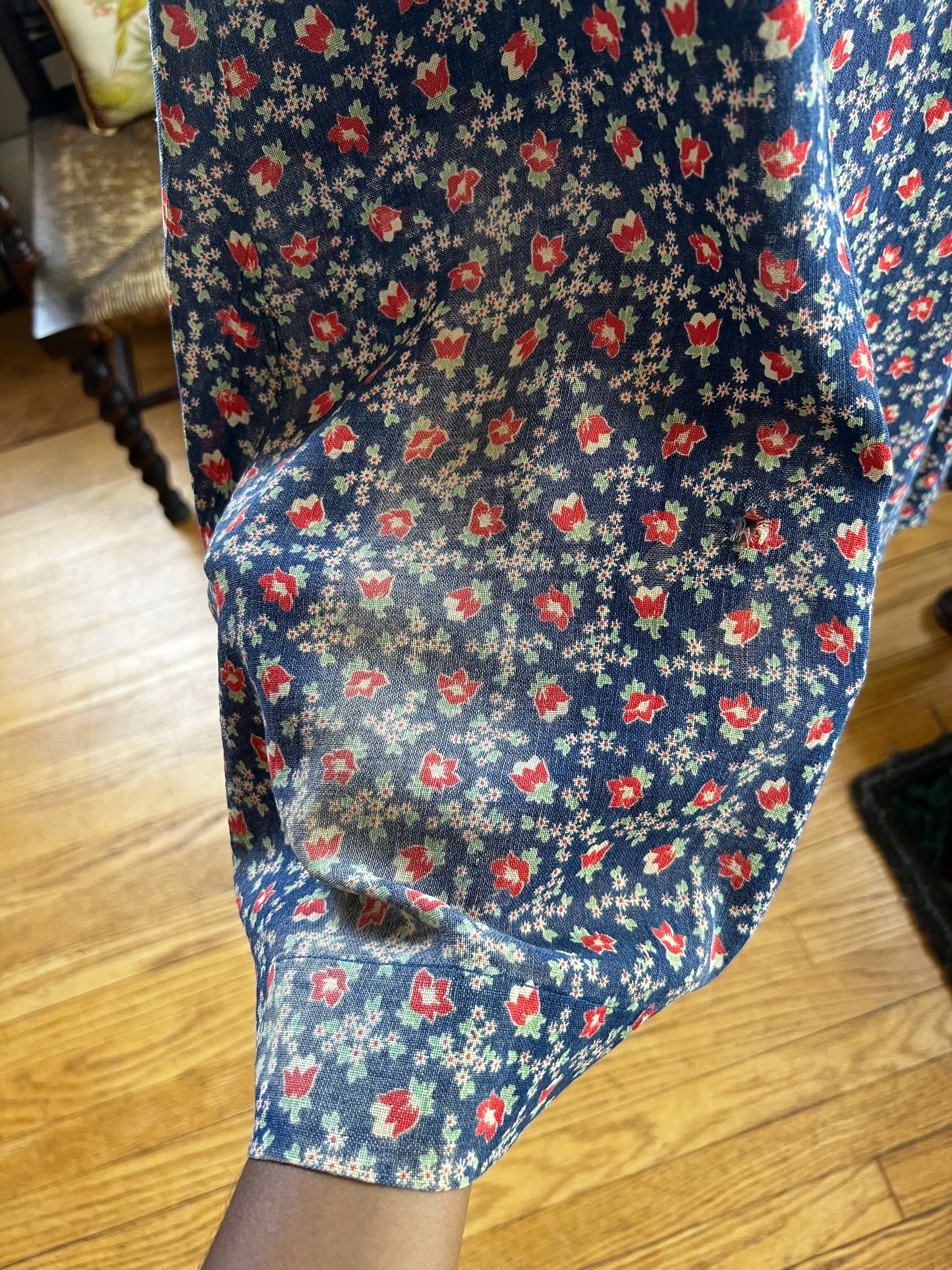 1930s Blue Calico Work House Dress