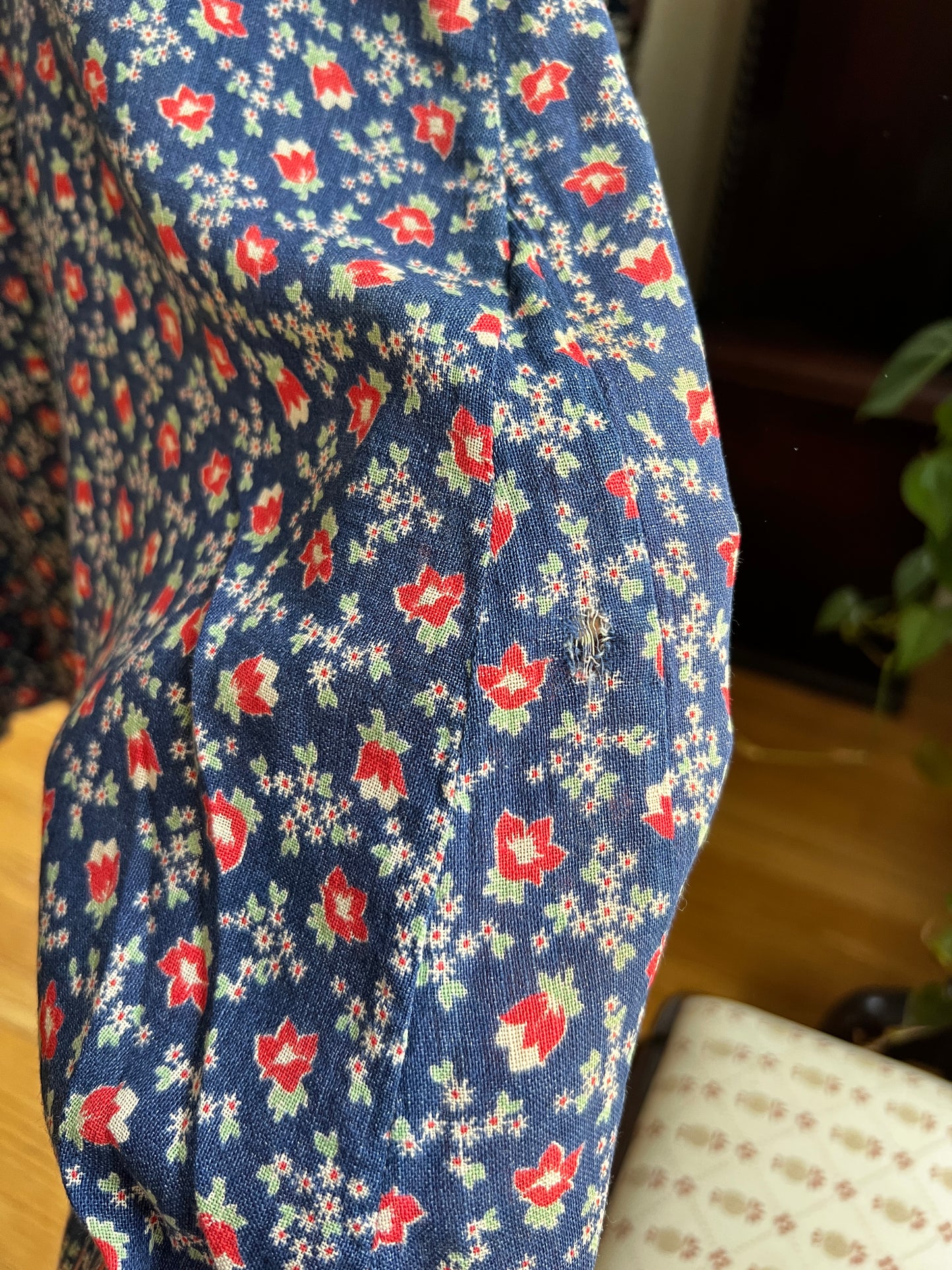 1930s Blue Calico Work House Dress
