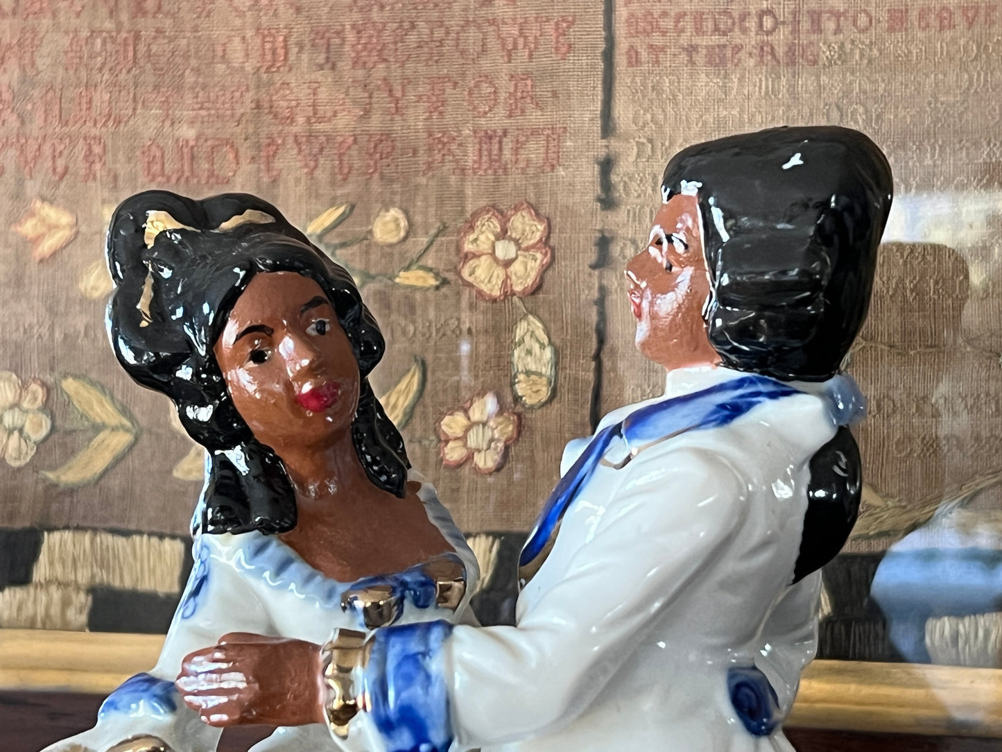 Victorian Revival Style Porcelain Statue of Black Couple - Hollywood Regency