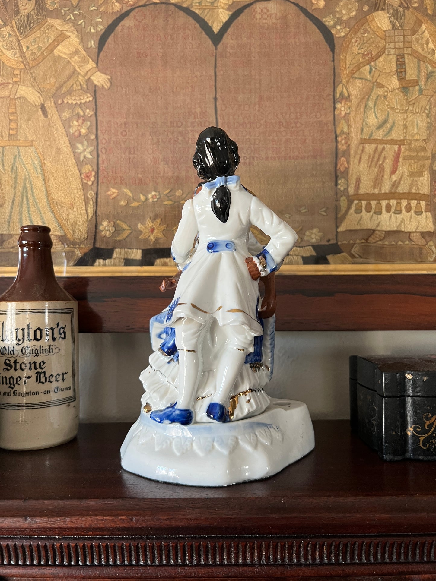 Victorian Revival Style Porcelain Statue of Black Couple - Hollywood Regency
