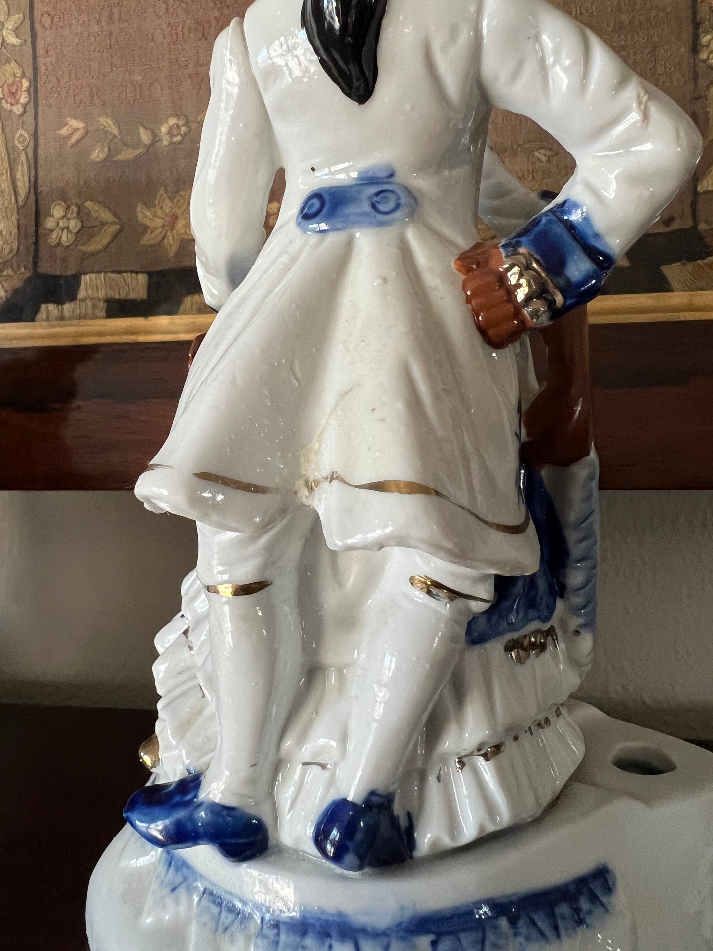 Victorian Revival Style Porcelain Statue of Black Couple - Hollywood Regency