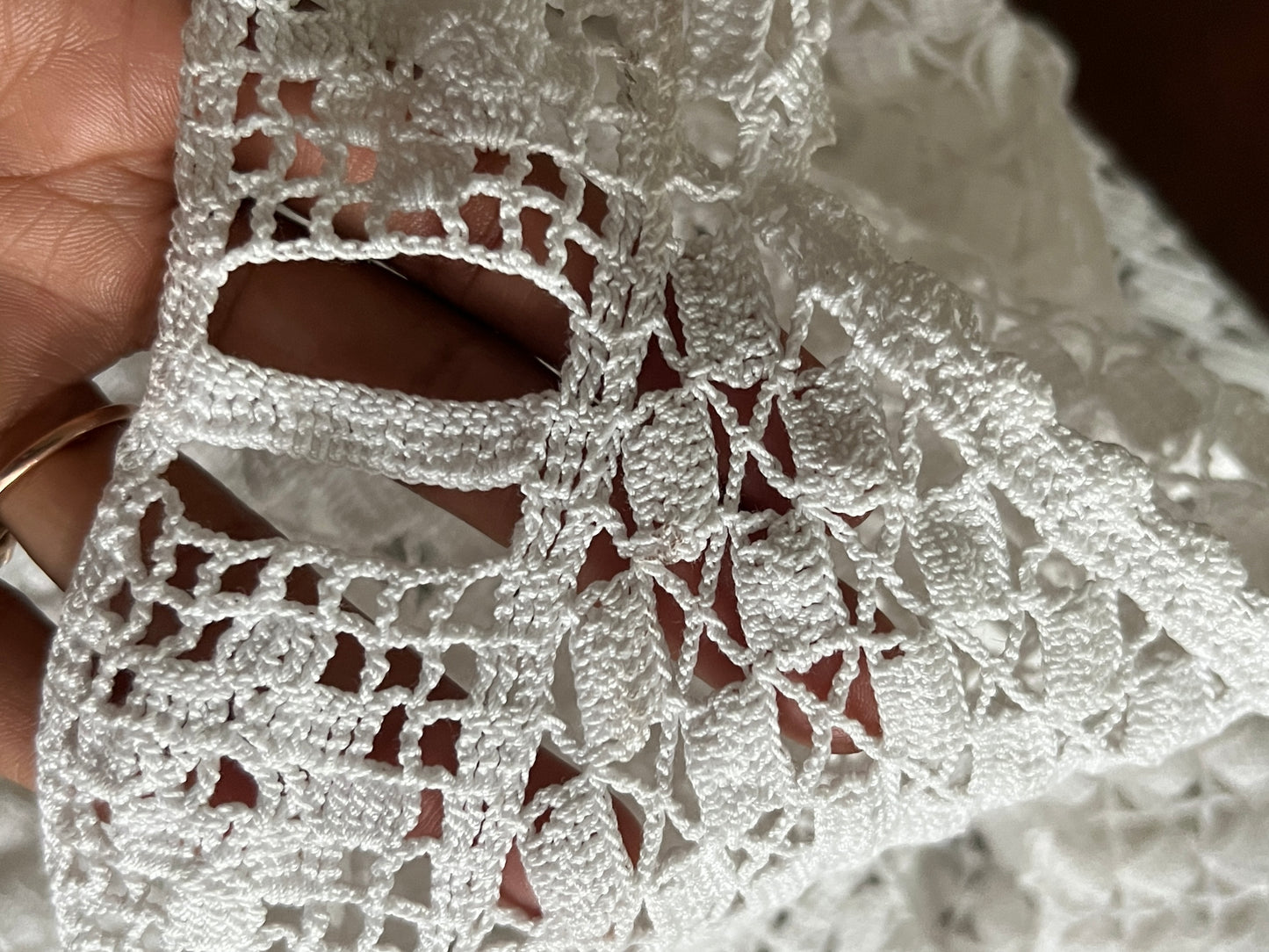 Vintage White Crochet Yoke Bodice Topper