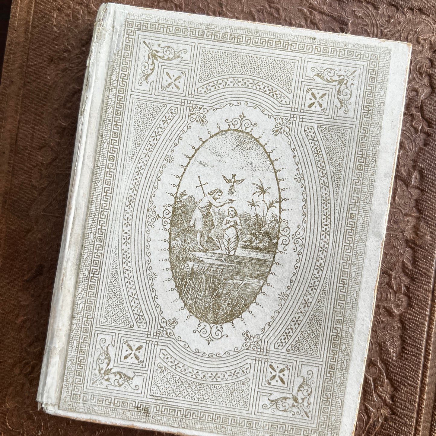 Antique German Baptism Certificate with Decorative Box