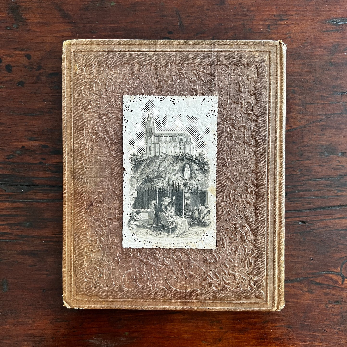 Antique French Holy Prayer Card - "N. D De Lourdes"