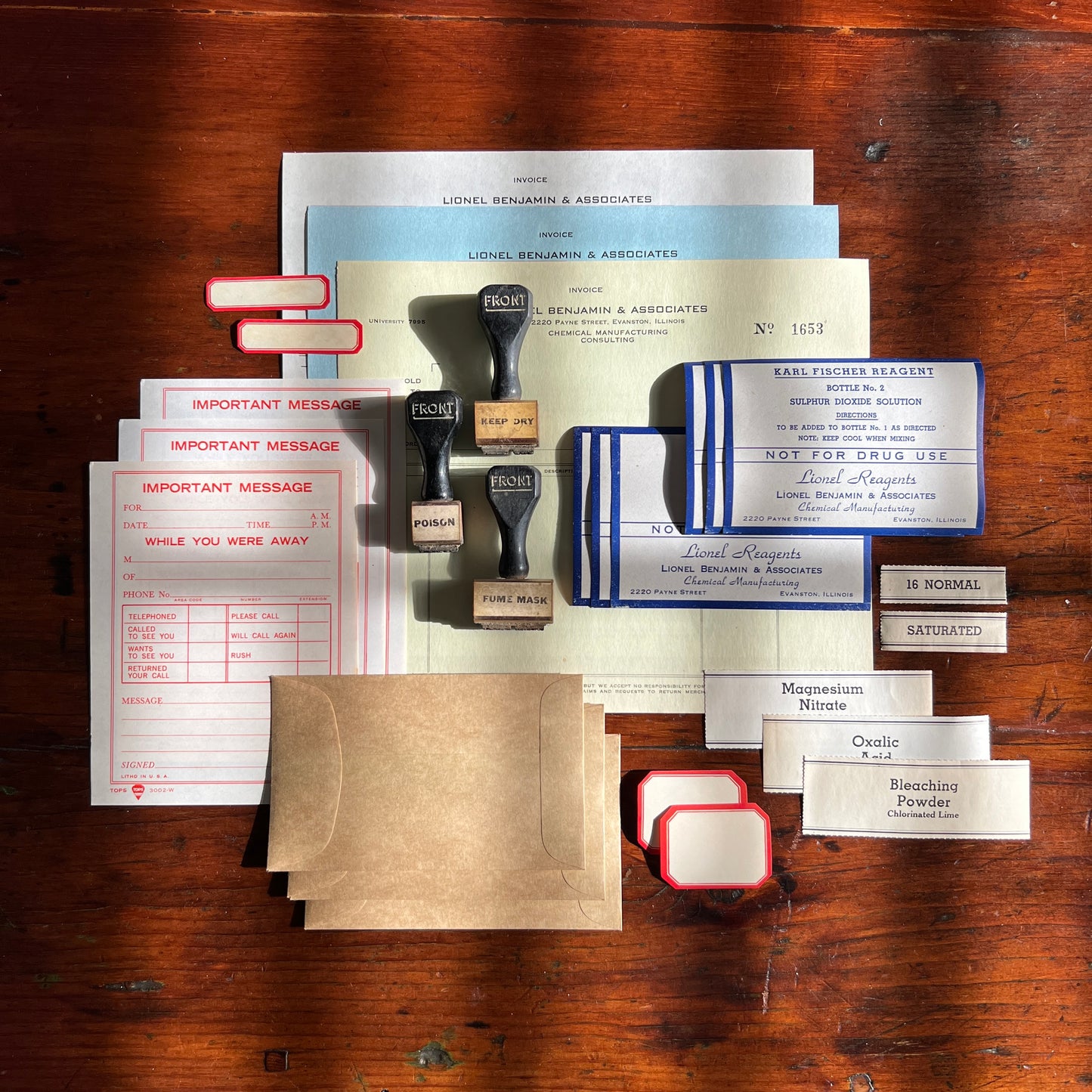 WITH STAMPS - Chemist's Office Ephemera Pack