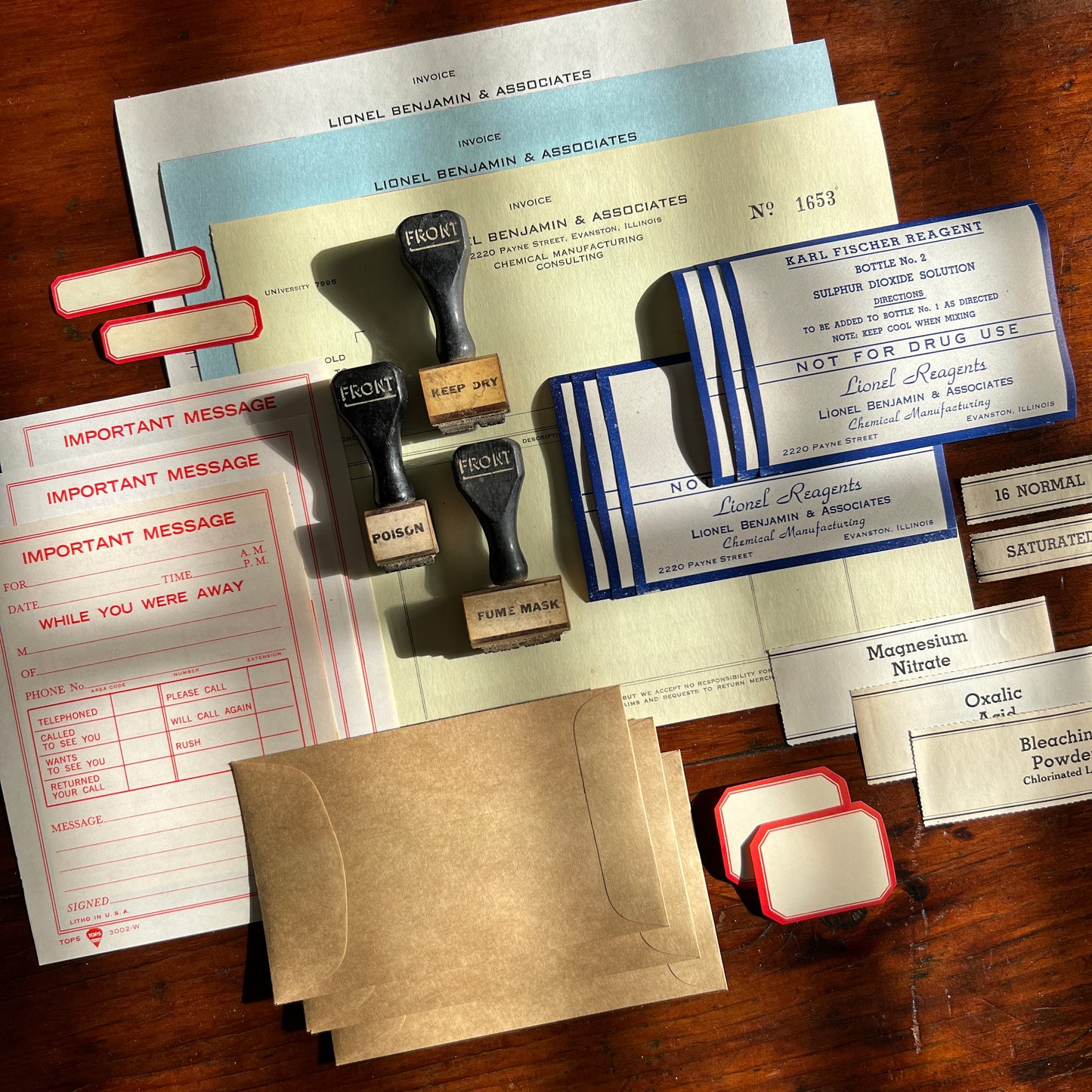 WITH STAMPS - Chemist's Office Ephemera Pack