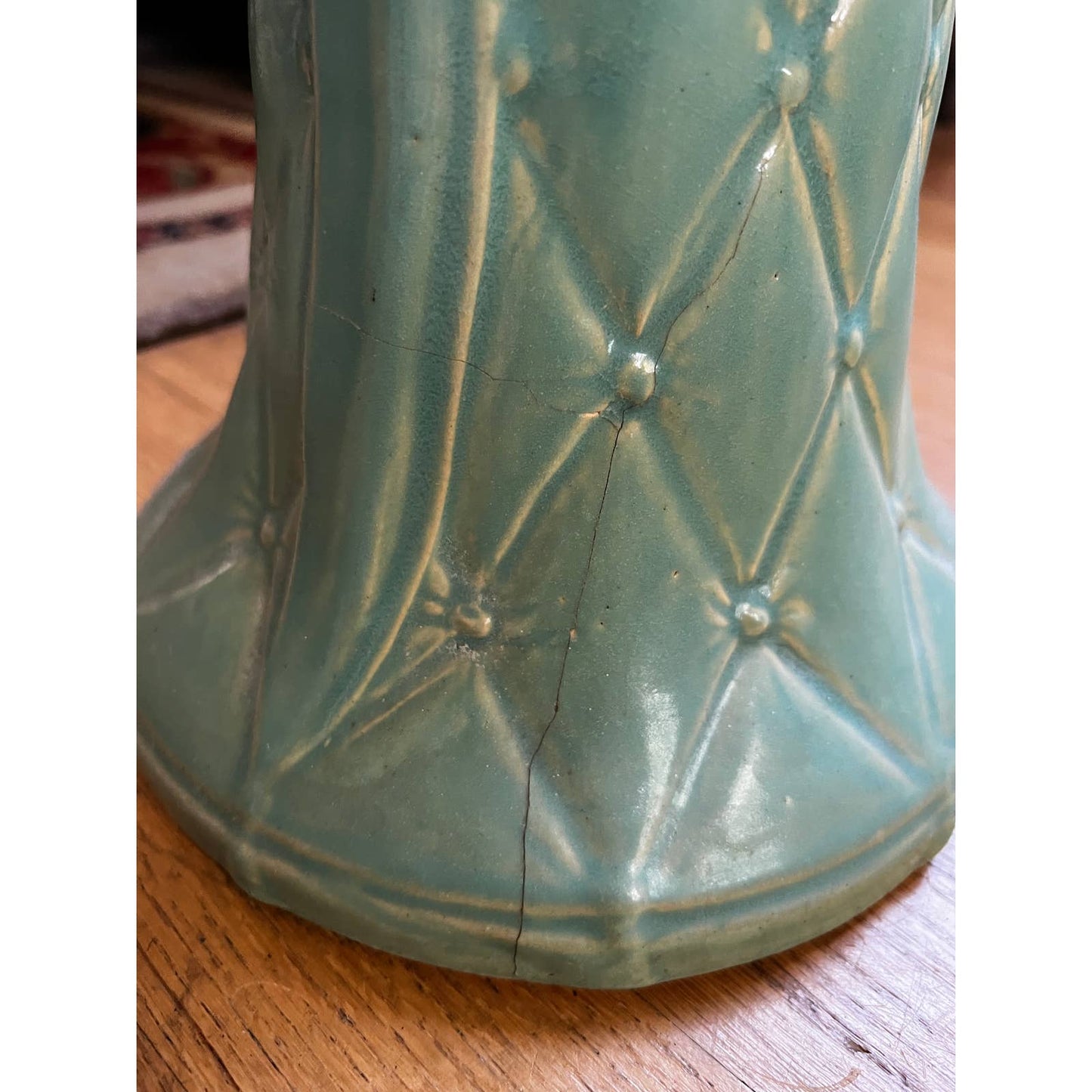 Large McCoy Planter & Plant Stand Pedestal Base Jardiniere - Blue