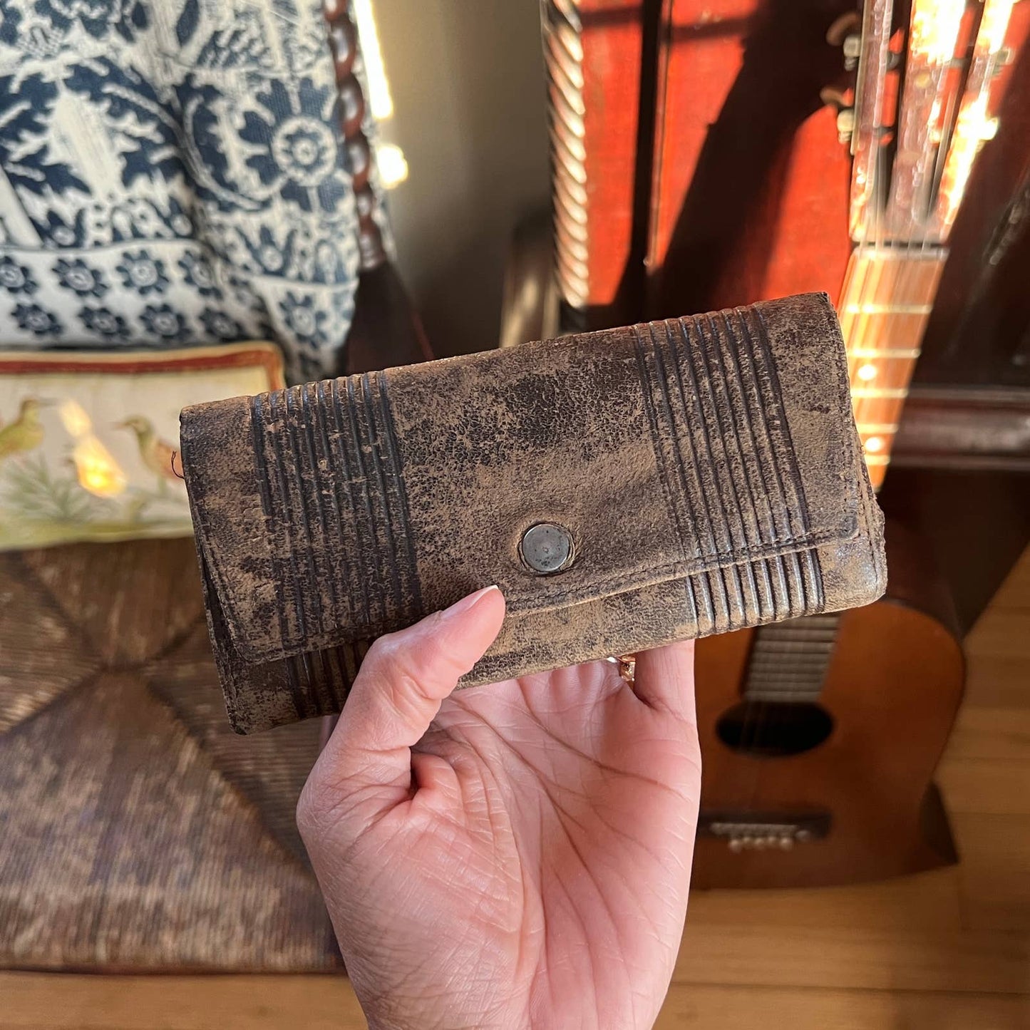 Antique Leather Wallet Clutch