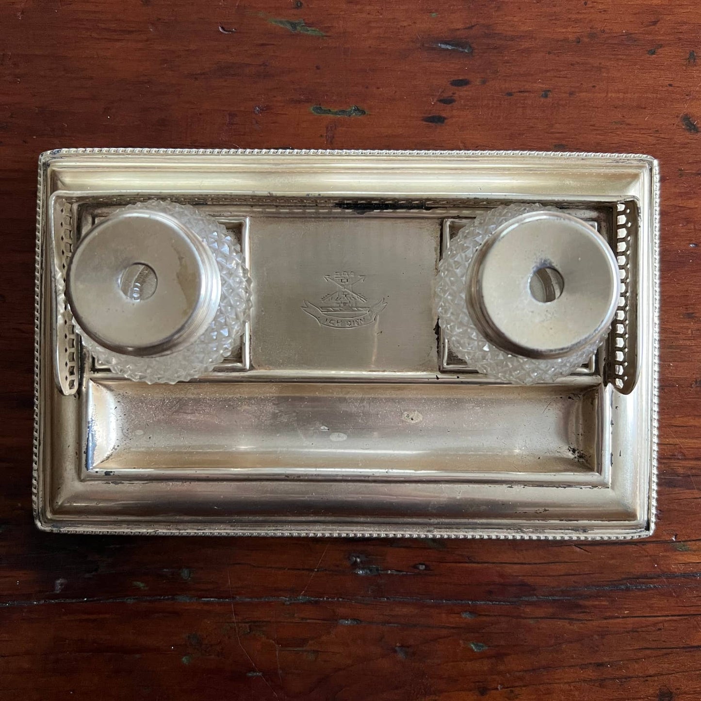 Antique German Inkwell - Ich Dien