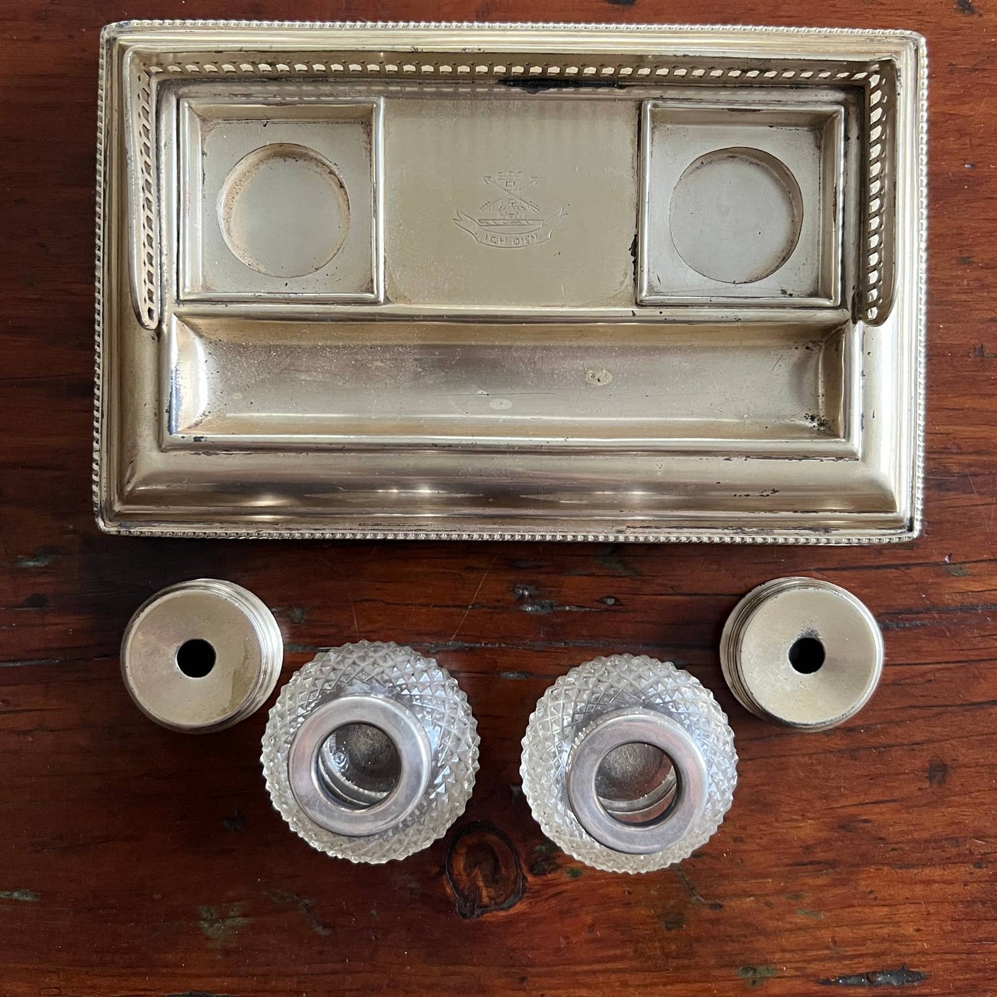 Antique German Inkwell - Ich Dien