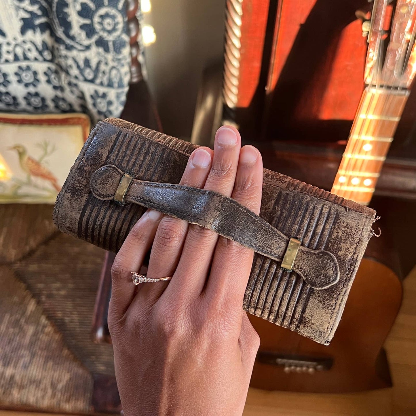 Antique Leather Wallet Clutch