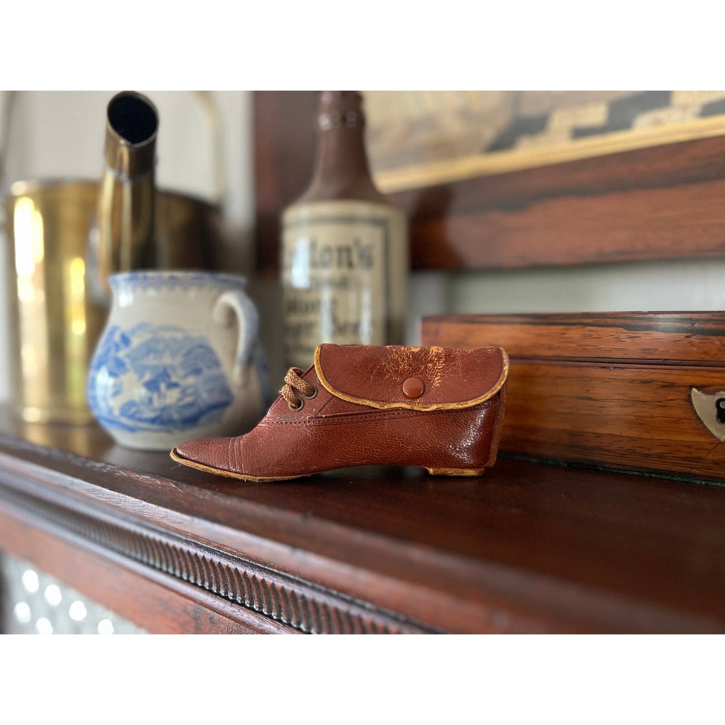 Victorian Leather Novelty Coin Shoe Purse