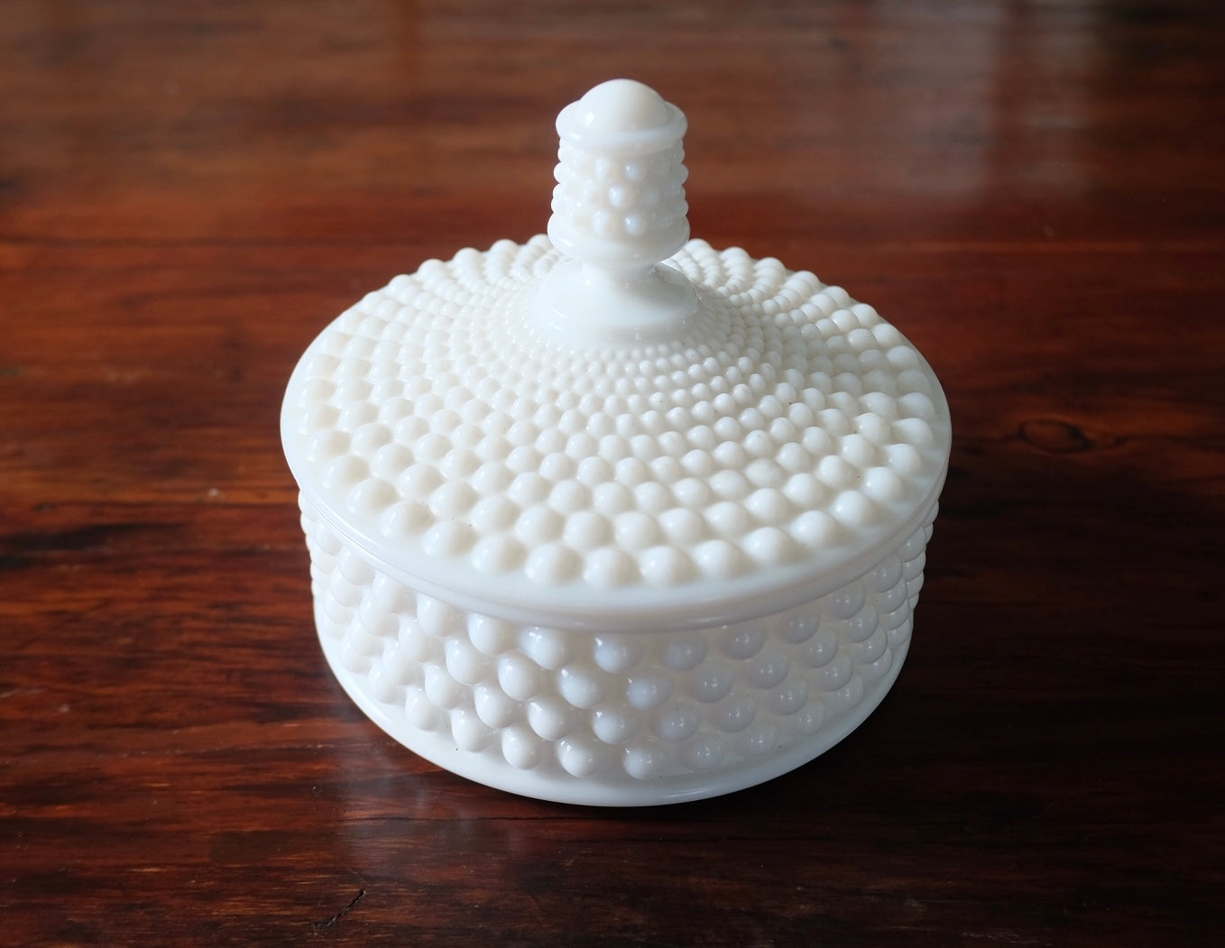 Westmoreland Glass Co. Milk Glass Hobnail Lidded Dish