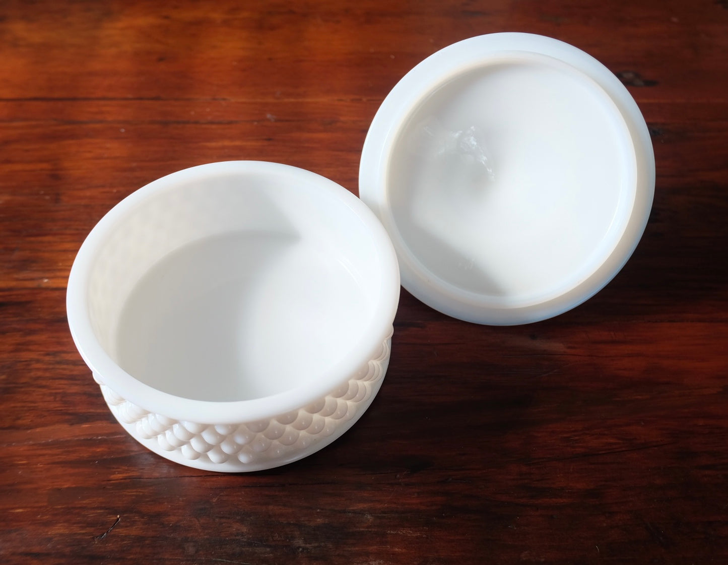 Westmoreland Glass Co. Milk Glass Hobnail Lidded Dish
