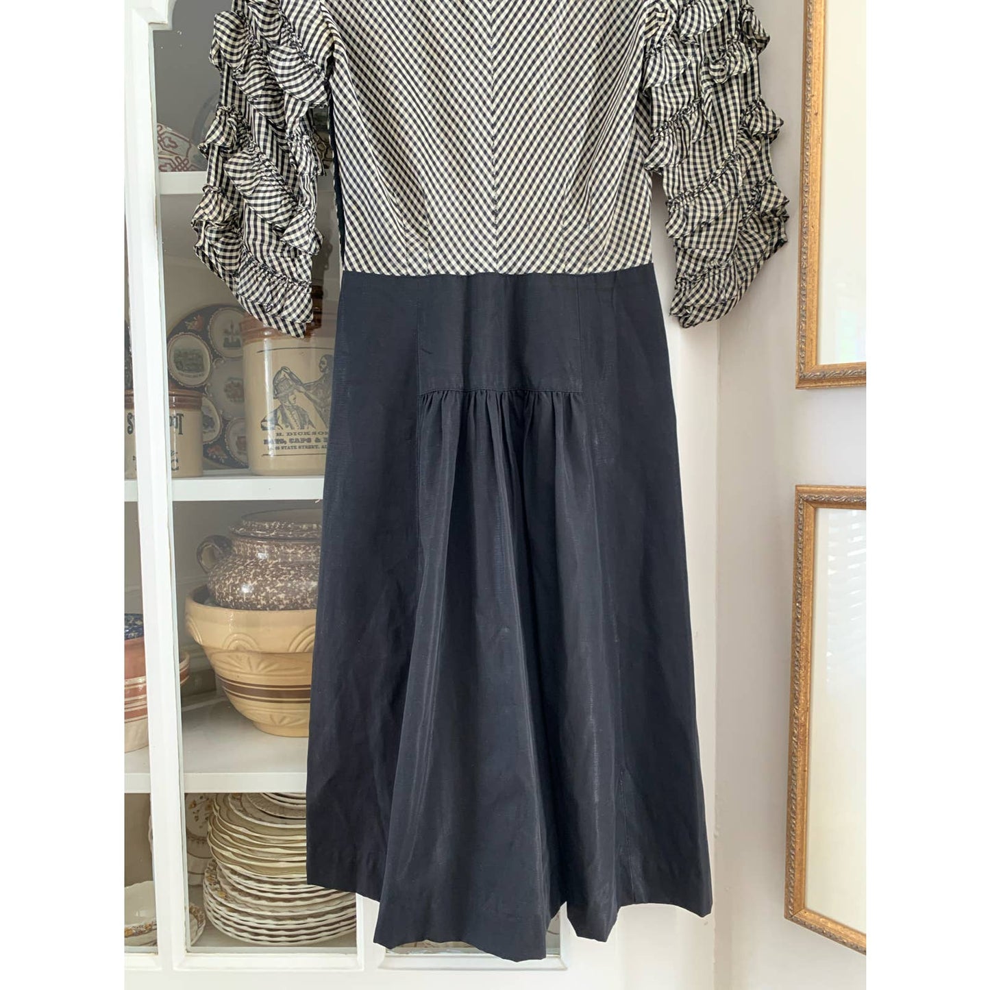 40s Gingham Ruffle Sleeved Dress