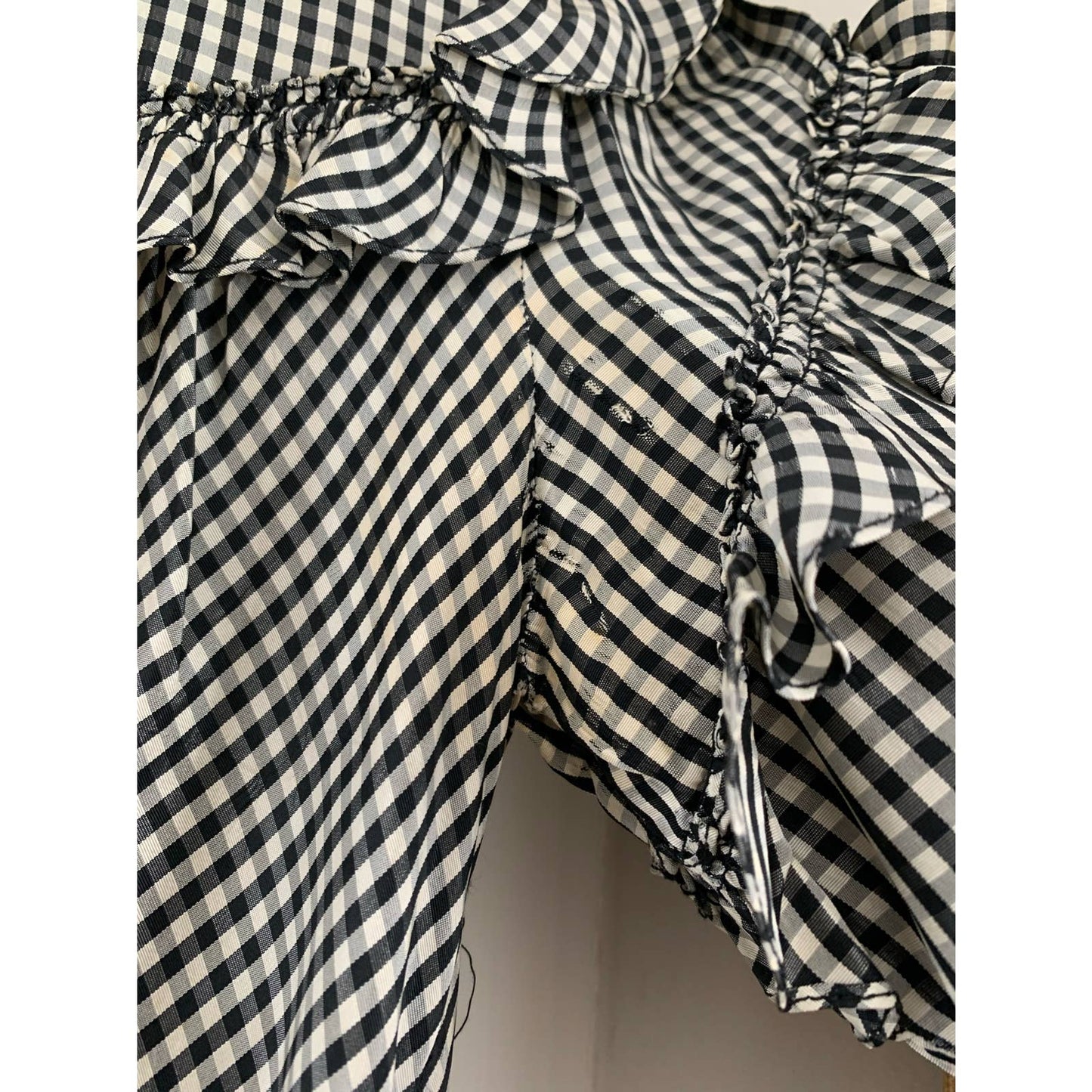 40s Gingham Ruffle Sleeved Dress
