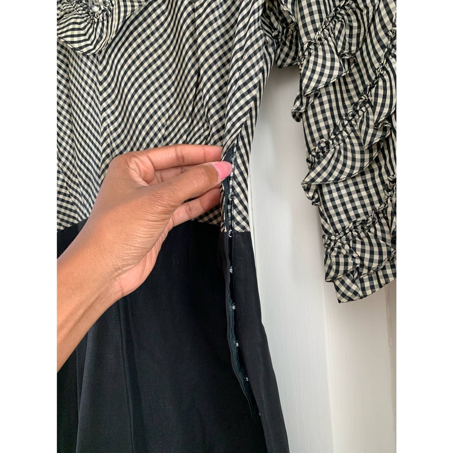 40s Gingham Ruffle Sleeved Dress