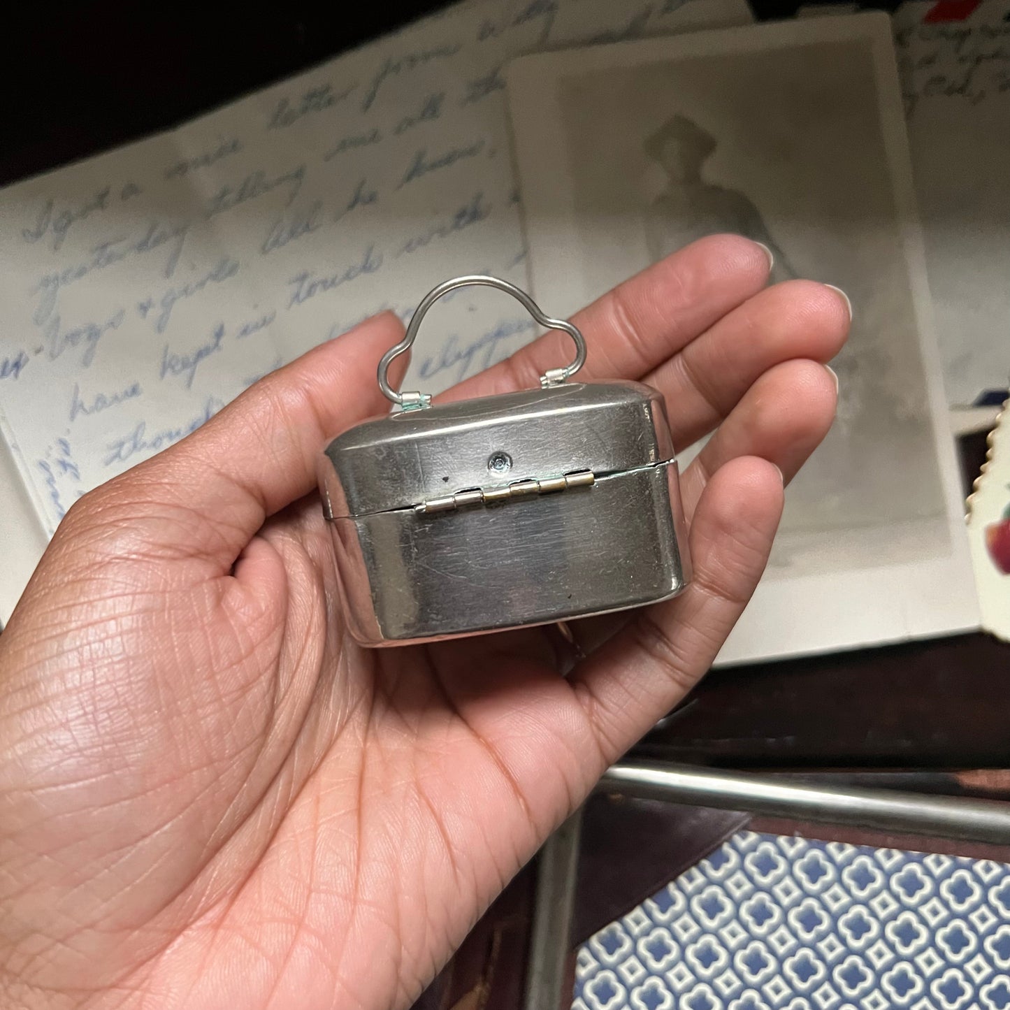Antique Silver Plated Travel Inkwell