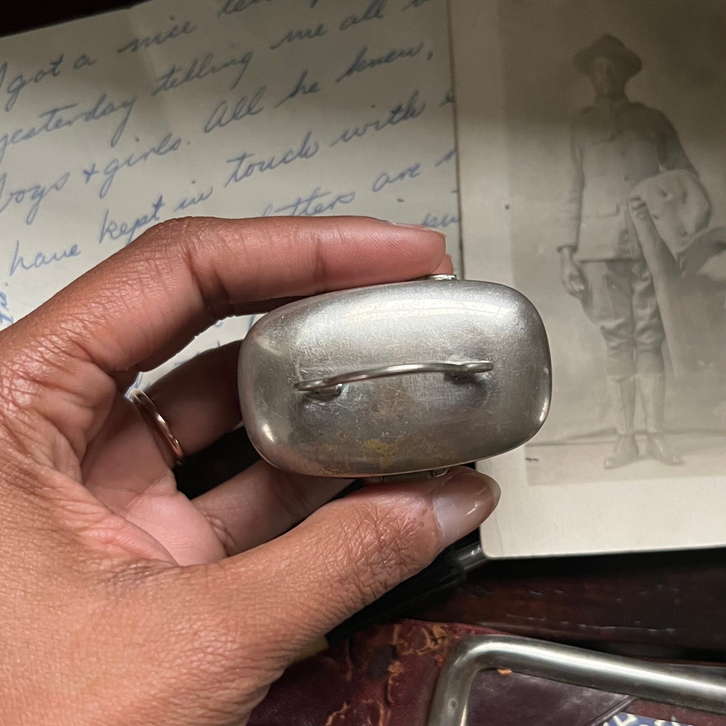 Antique Silver Plated Travel Inkwell
