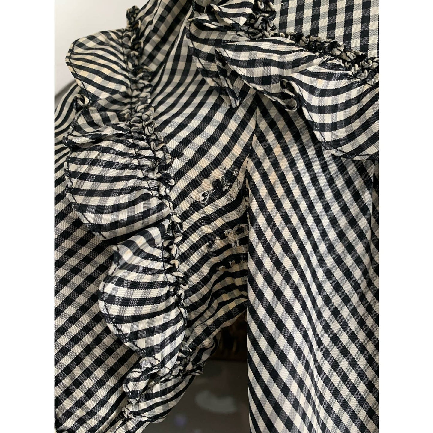 40s Gingham Ruffle Sleeved Dress