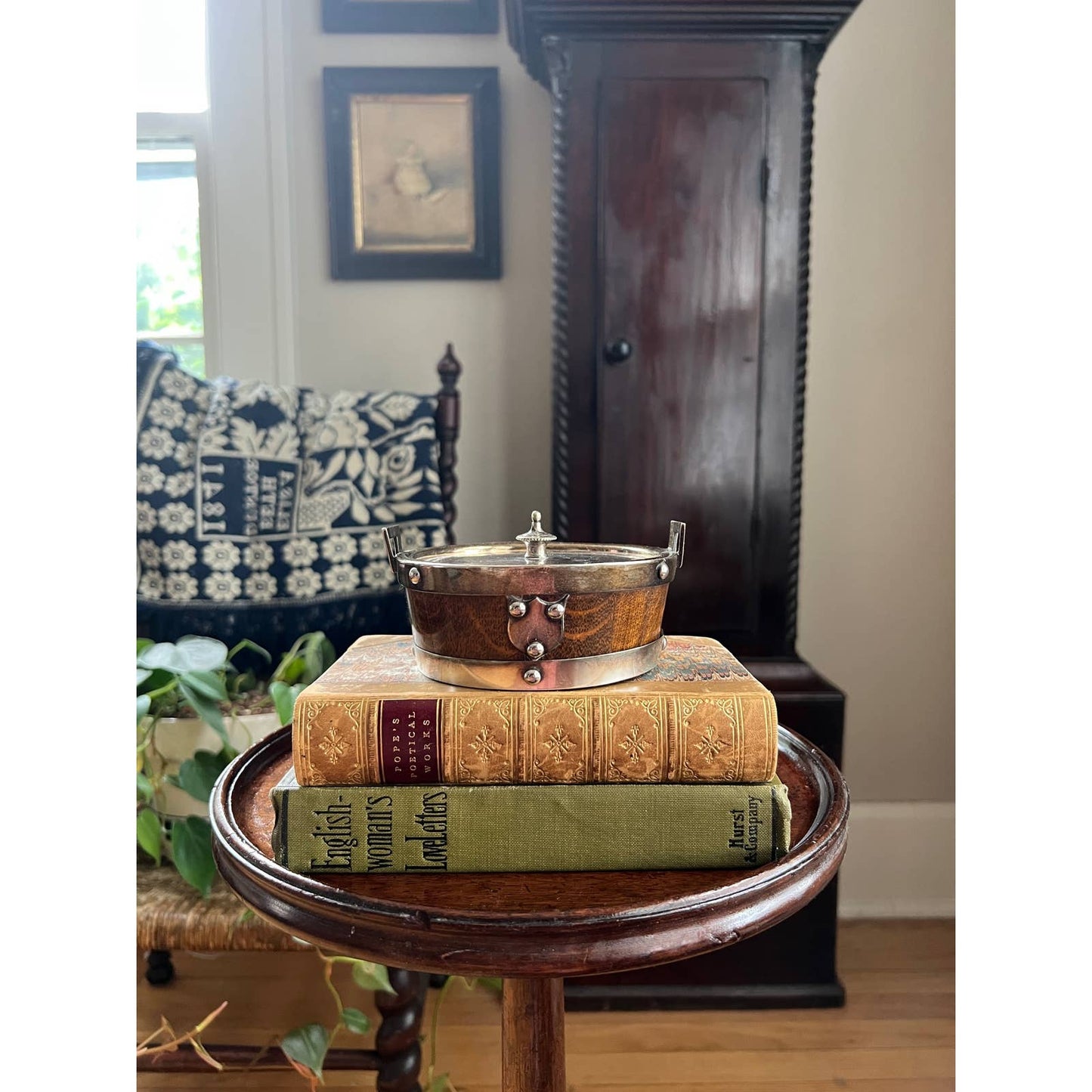 Antique English Lidded Marmalade Pot - Oak Barrel