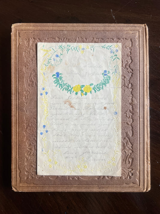 Antique Letter with Foral Hand-painted Boarder