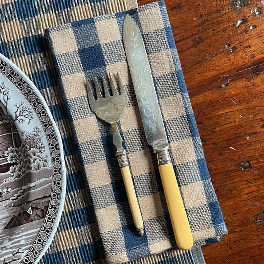 Individual Victorian Fish Serving Fork and Knife Set