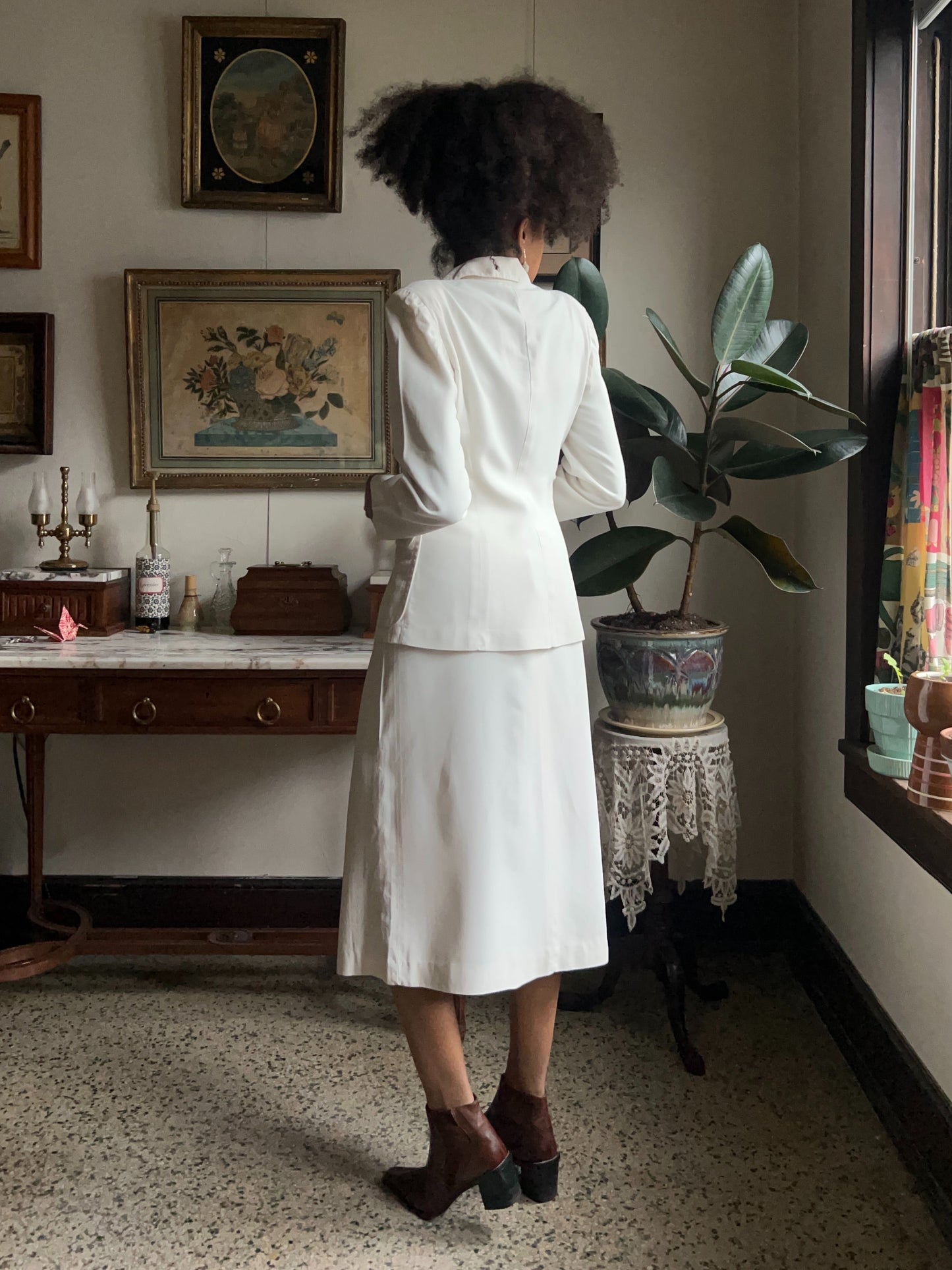 Nan Buntly White Two-Piece Suit · Petti-Kool · Bur-Mil Rayon