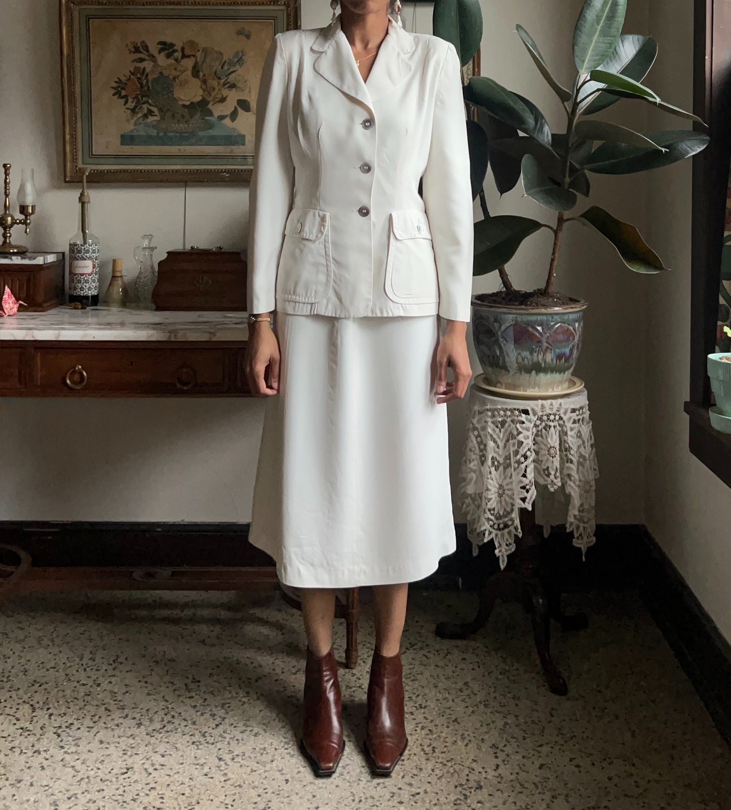 Nan Buntly White Two-Piece Suit · Petti-Kool · Bur-Mil Rayon