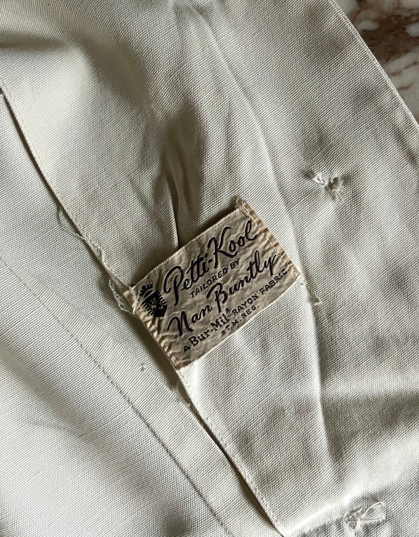 Nan Buntly White Two-Piece Suit · Petti-Kool · Bur-Mil Rayon