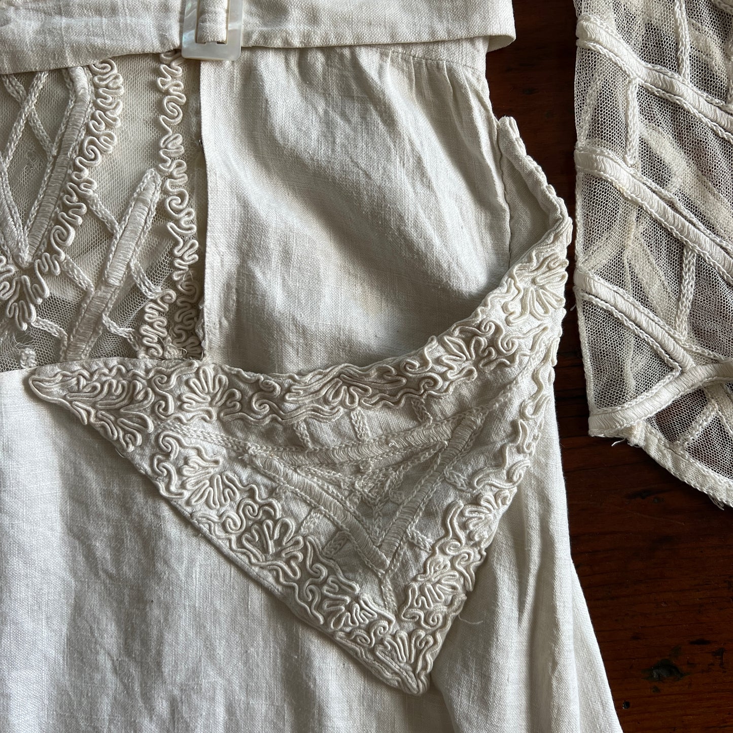 1910s/1920s Antique Linen and Lace Embroidered Dress
