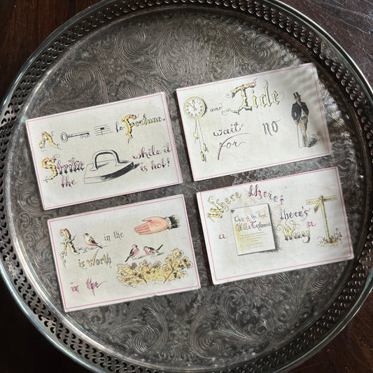 Set of 4 1880s Antique Reebus Trade Cards
