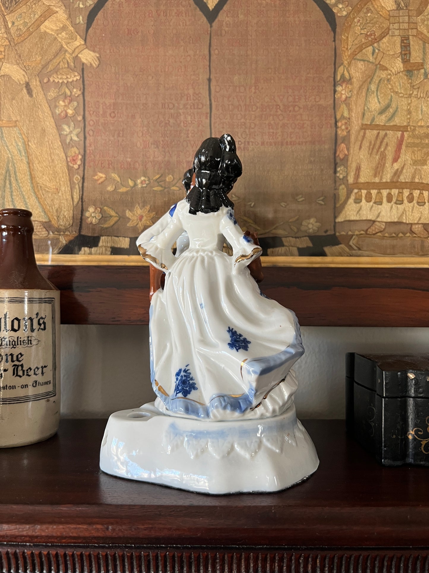 Victorian Revival Style Porcelain Statue of Black Couple - Hollywood Regency