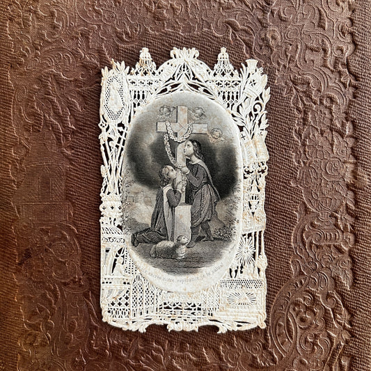 Antique French Holy Prayer Card - "O Croix sacrée, notre espérance, je te salue!"