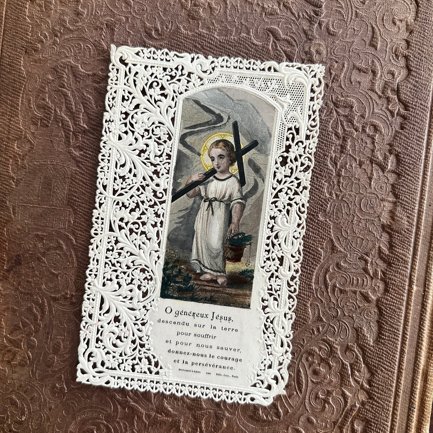 Antique French Holy Prayer Card - "O Généneux Jésus"