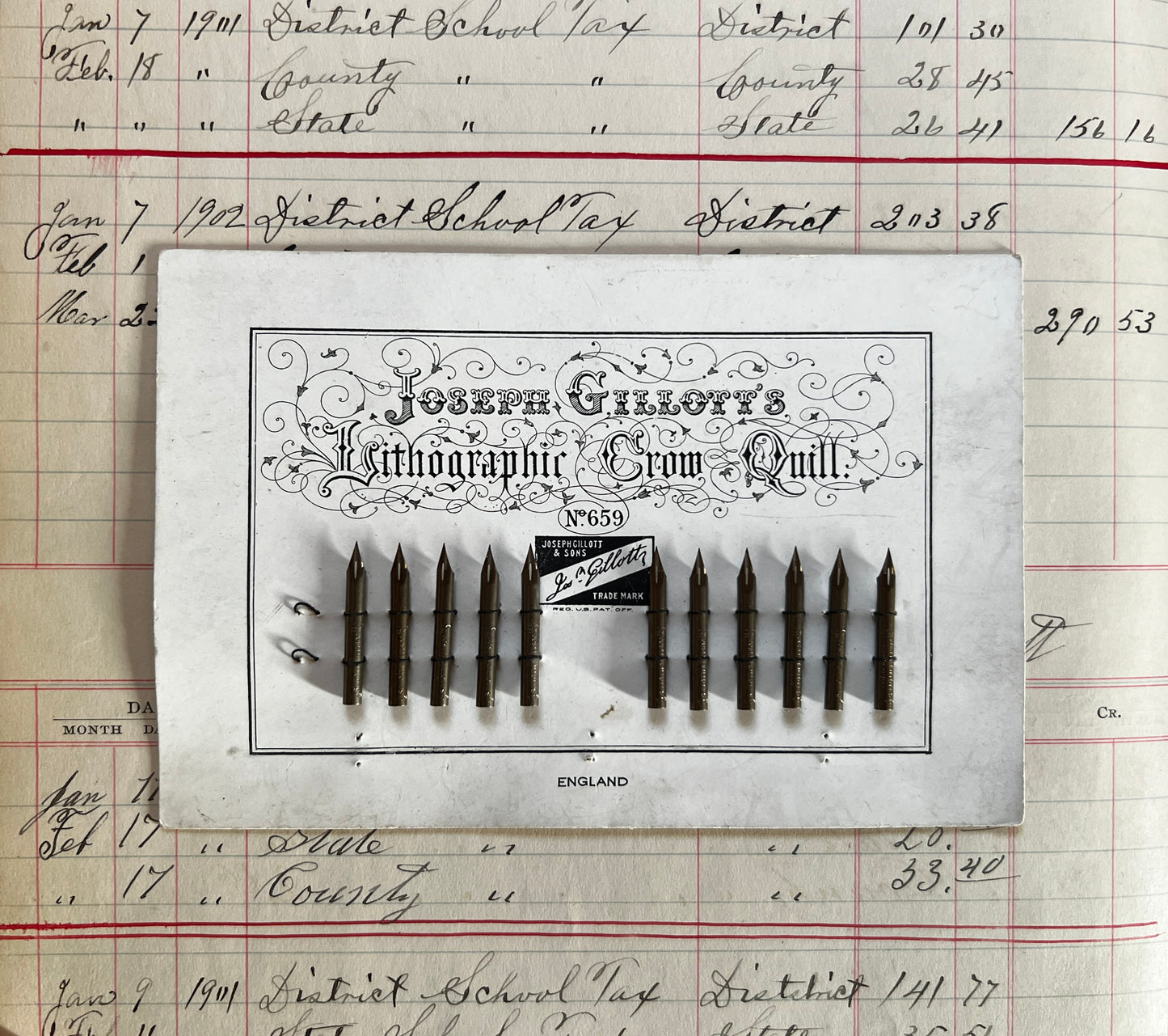 Joseph Gillott's Lithographic Crow Quill, Original Gillotts Display Card, No 659