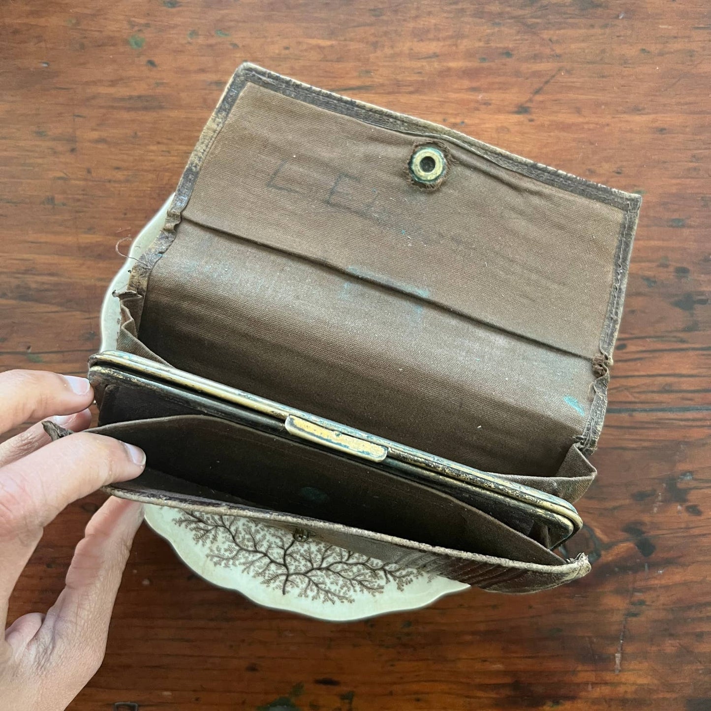 Antique Leather Wallet Clutch