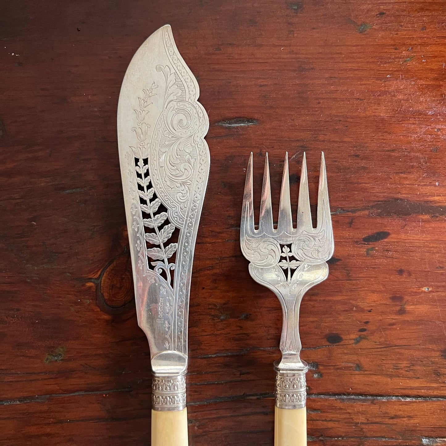 Victorian Silver Plate Fish Serving Set by Robert Frederick Mosley & Son