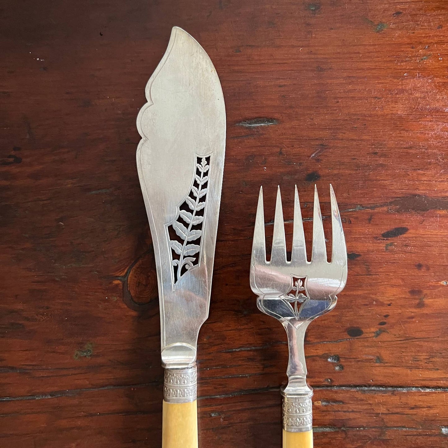 Victorian Silver Plate Fish Serving Set by Robert Frederick Mosley & Son