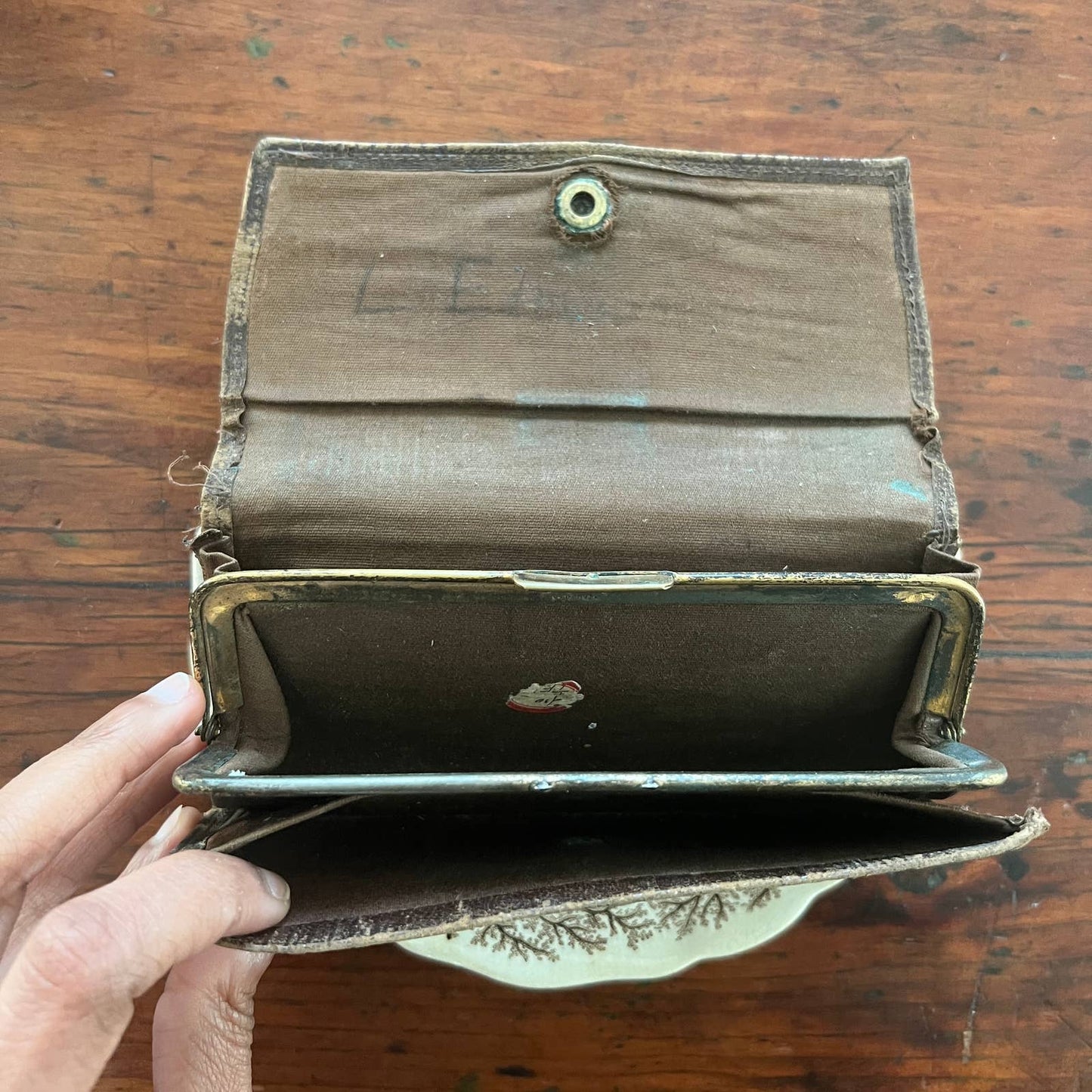 Antique Leather Wallet Clutch