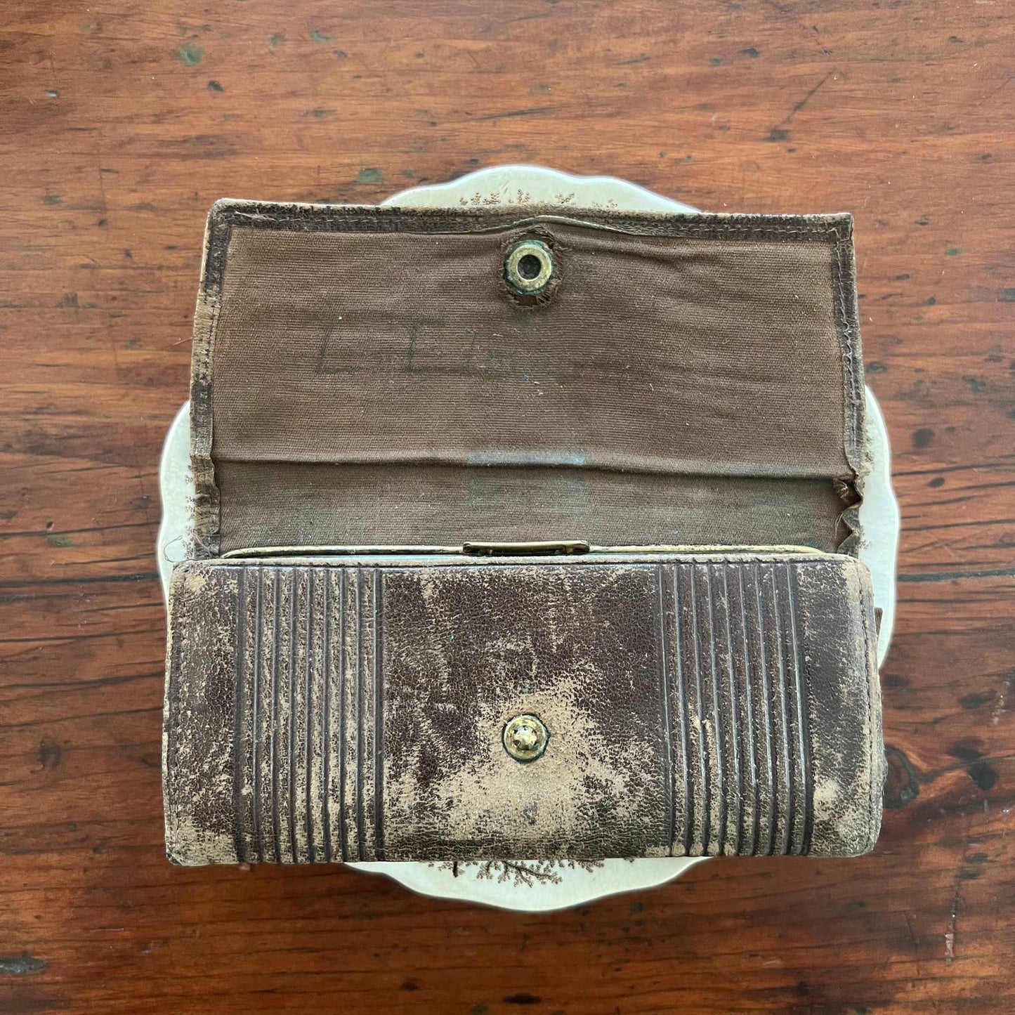 Antique Leather Wallet Clutch
